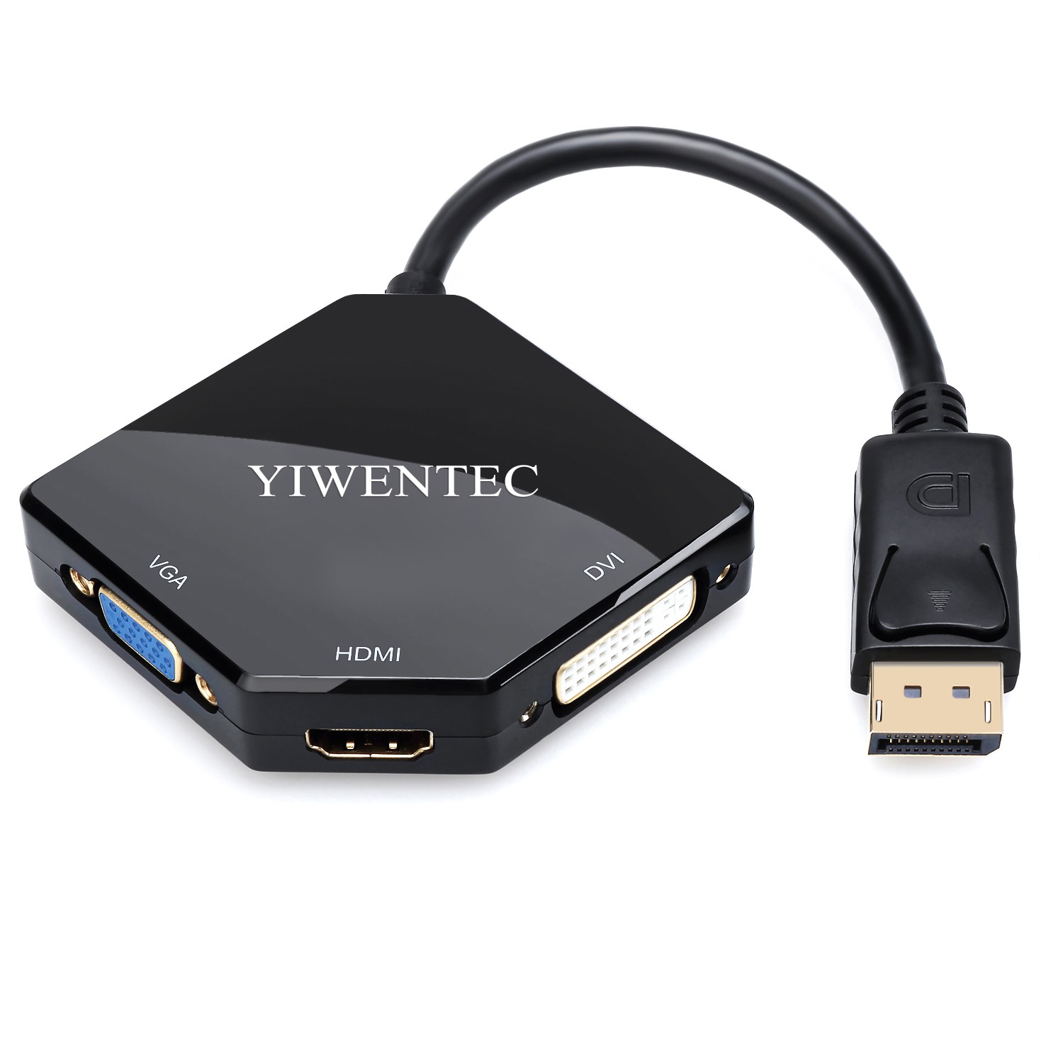 YIWENTEC displayport hub display Port to hdmi VGA DVI Adapter Cable Male to Female multi-port Converter for pc Projector hdtv B0209-Multiport Displayport to HDMI DVI VGA-YIWENTEC