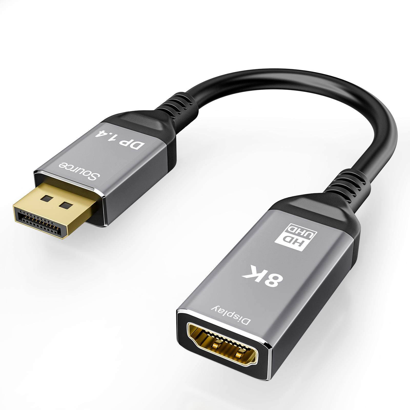 YIWENTEC DisplayPort 1.4 to HDMI 2.1 Ultra HD 8K Male to Female Cable 0.25m Converter 8K@60Hz 4K@120Hz Directional Compatible with DisplayPort PC and HDMI Displays Tvs  A0101 