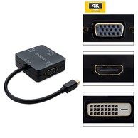 YIWENTEC 3in1 Mini DisplayPort DP v1.2 to HDMI DVI 4K VGA Thunderbolt Port Compatible Adapter Cable Square For Macbook  A0103B