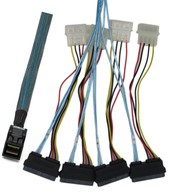 YIWENTWEC SFF-8643 Internal Mini SAS HD to (4) 29pin SFF-8482 connectors Power Port 12GB/S Cable (1M) G0401-1M  