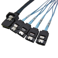 YIWENTEC sas sata cable Internal SFF8087 Mini SAS 36pin Male W/Latch To SATA 7Pin Female (X4) Forward Breakout Cable G0101-0.5m