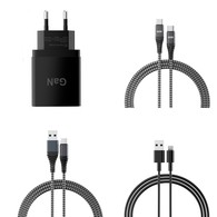 YIWENTEC USB-C PD USB-A QC 3.0 65 W Super Fast Charger EU Plug Quick Power Adapter mit einem USB-C 60 W Ladekabel, A USB-A auf USB-C 2,4 A Power Cable and Micro USB Cable  W0104