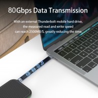 YIWENTEC 80Gbps Thunderbolt 5 Compatible Cable with up to 120Gbps Bandwidth Amplification and 240W Charging Power Compatible with Thunderbolt 4, USB 4 and USB-C 13.5 cm W0405-2PC